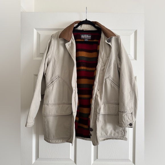 Woolrich Canvas Field Jacket | Fleece Lined | Leather Collar | Women’s M - Picture 5 of 10